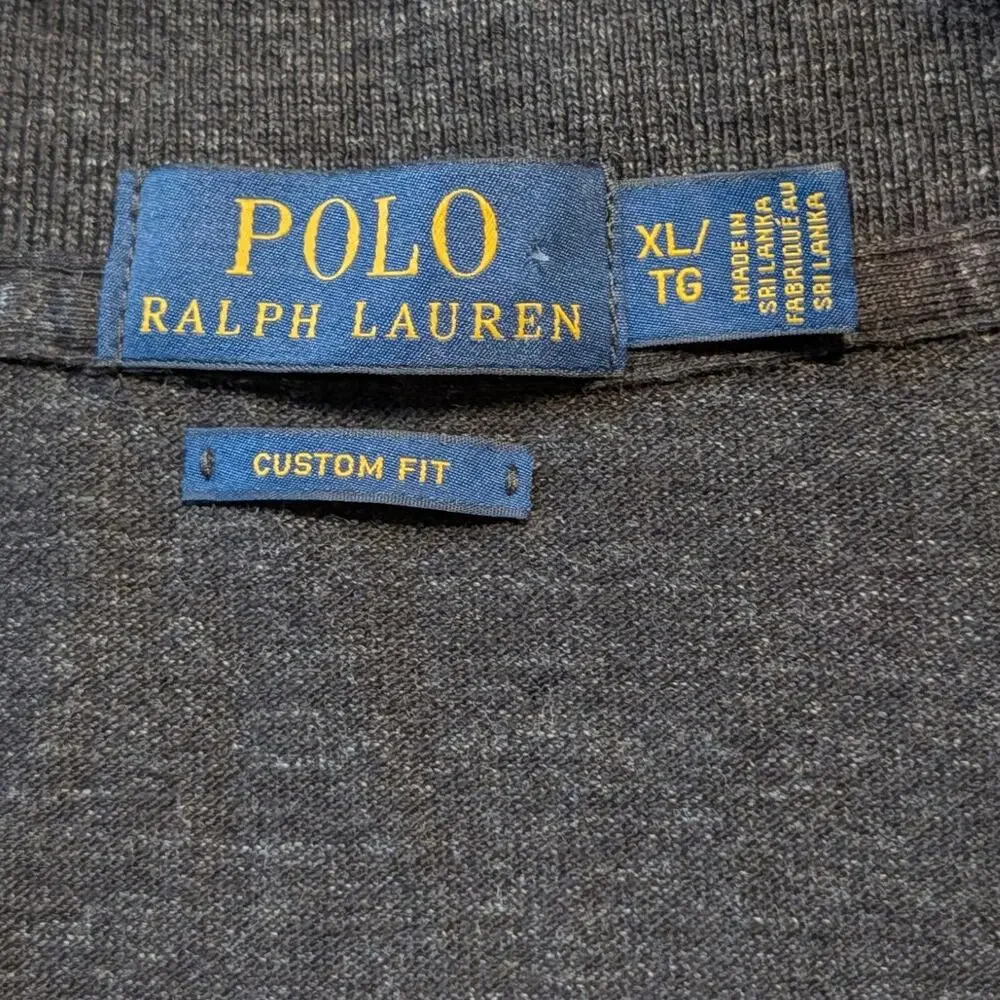 Polo Ralph Lauren Custom Fit Polo Shirt Men XL Dark Gray Heather Cotton Mesh